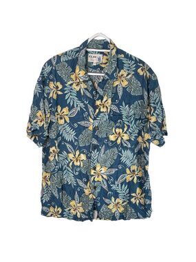 LOLANI Gary's Island Vintage Hawaiian Shirt Button Up Short Sleeve Flowers Leafs